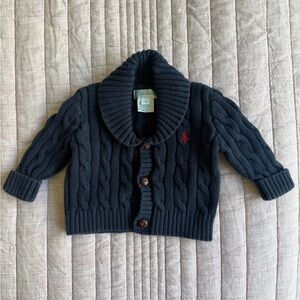 Polo Ralph Lauren Baby Cable Knit Cardigan Sweater 3M Navy – Great Condition